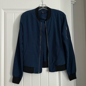 Harlow & Graham bought from Nordstrom navy blue lightweight bomber jacket